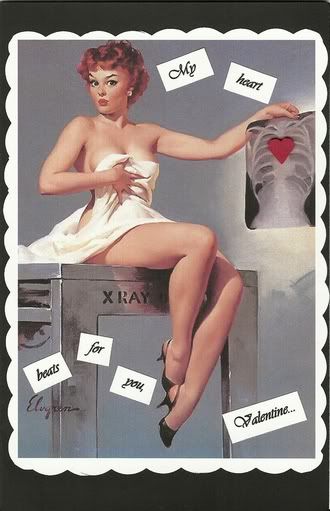 Valentine I made for Jon out of a Gil Elvgren pin-up.
