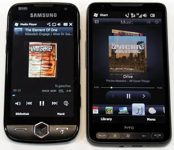 Можно сравнить дизайн и интерфейсы Samsung WiTu AMOLED и HTC HD…