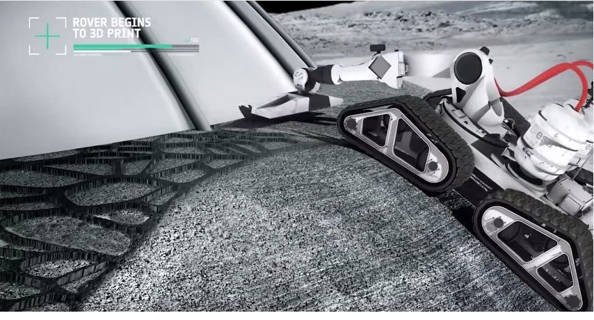 La ESA y 'Foster+Partners' pretenden construir bases habitables y protegidas por una estructura 'ósea' a base de regolitos lunares con 2 impresoras 3D robotorizadas.