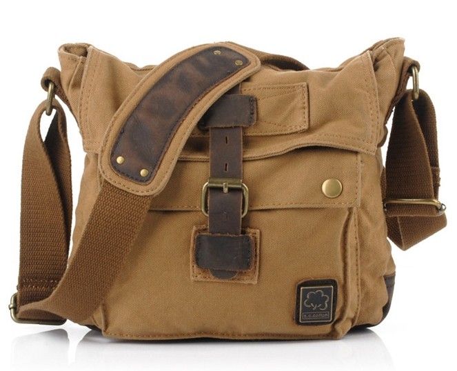 soho small studded leather and canvas shoulder bag