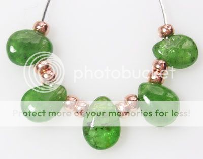 GENUINE GREEN TSAVORITE GARNET SMOOTH PEAR BEADS T11  