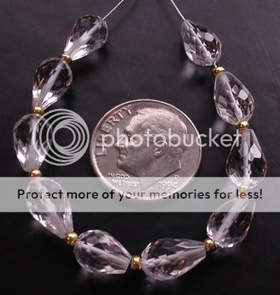 CRYSTAL QUARTZ FACETED DROP STRAIGHT DRILLED BEADS E14  