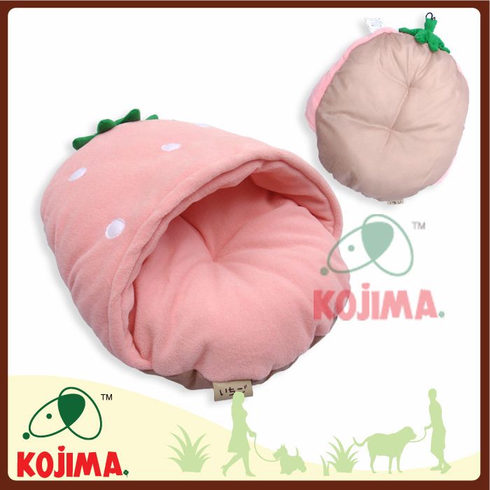 Princess Pink Pet Dog Cat Soft Bed House Strawberry Shaped Sleeping