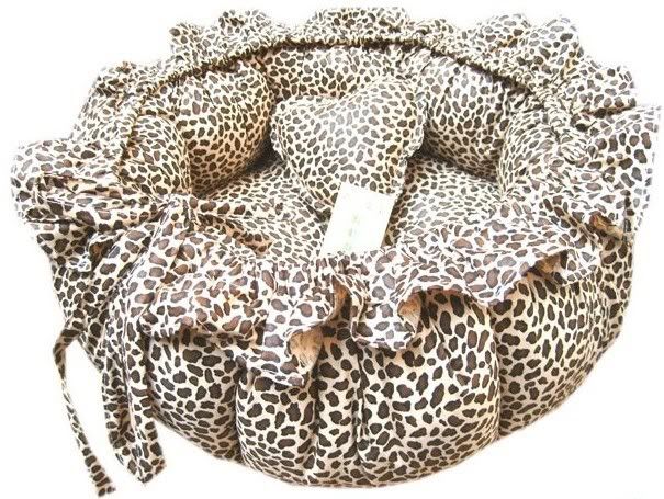 100 Cotton Handmade Leopard Print Pet Dog Cat Bed House Round Square s M L