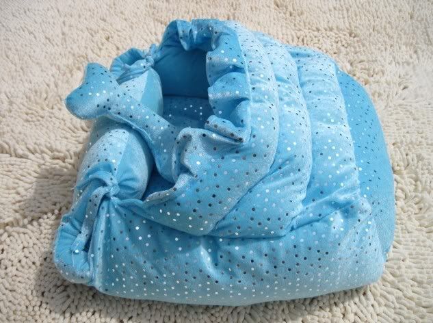 New Pretty Pet Dog Cat Bed House Coral Kennel Pink Blue
