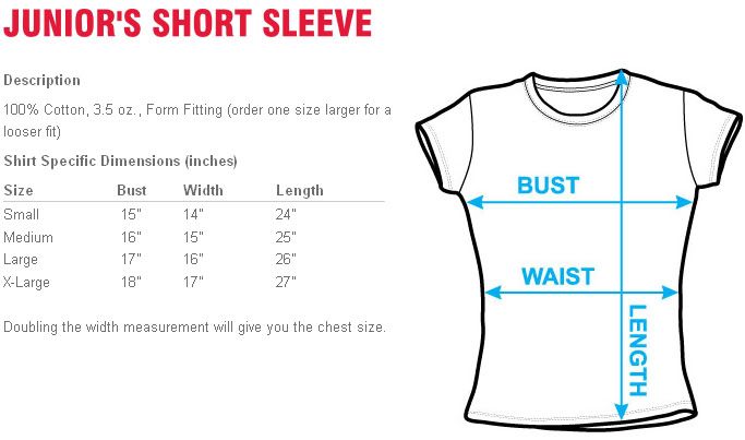 Junior T Shirt Size Chart