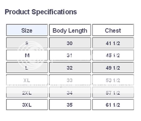 dickies shirt size chart